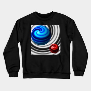 A small red planet and a large blue planet Crewneck Sweatshirt